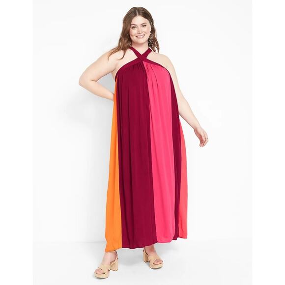 Lane Bryant Dresses & Skirts - NWT Lane Bryant Halter Colorblock Maxi Dress Size 18/20